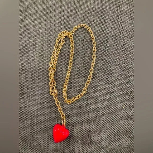 Roxanne Assoulin The Mini Puffy Heart Charm Necklace Red - Picture 3 of 3